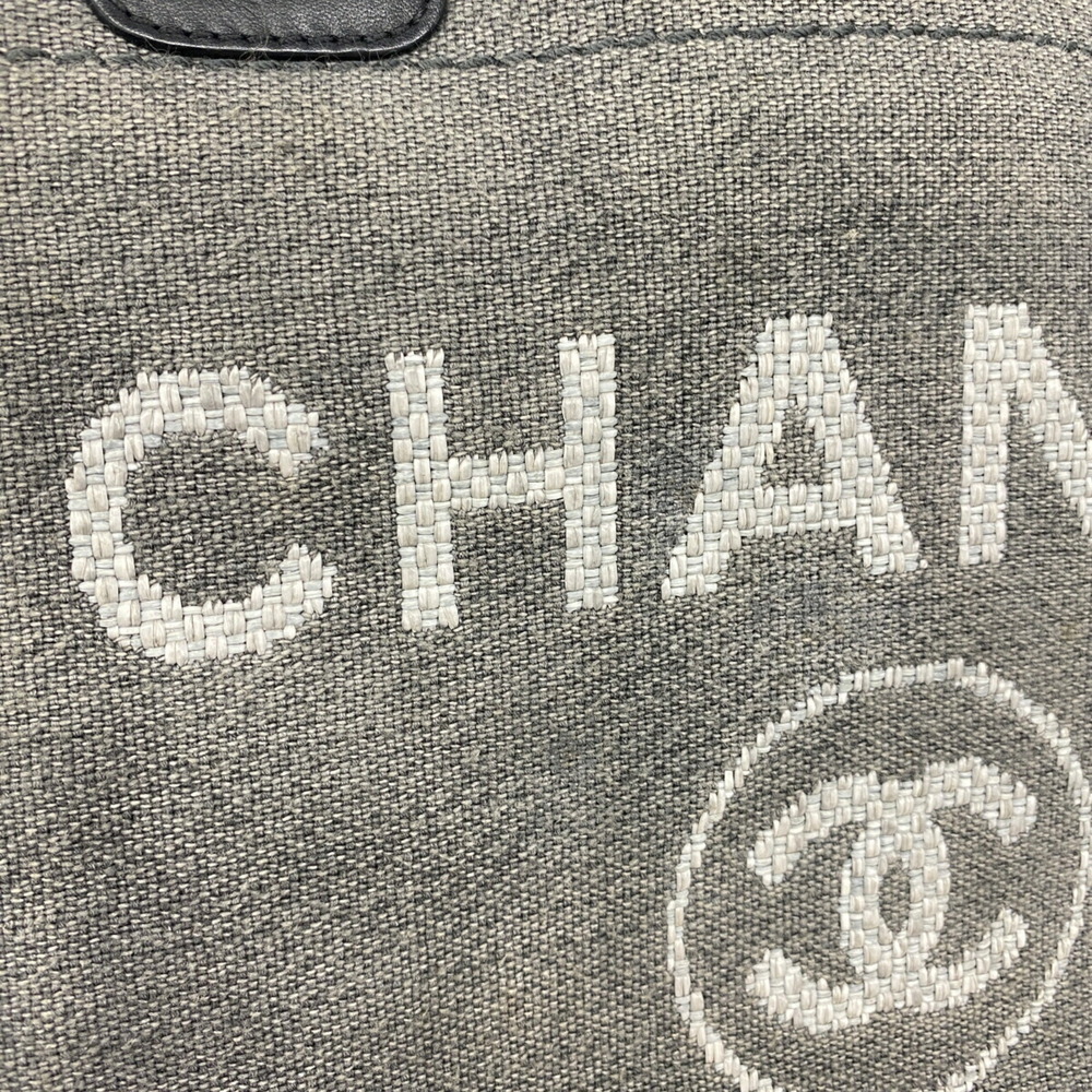 CHANEL Gray Canvas Deauville Tote Bag - Picture 10 of 12